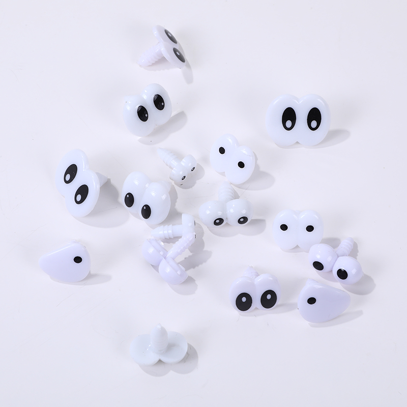 卡通白色带黑点眼珠 圆形椭圆形三角形公仔眼睛 连体眼diy玩偶眼