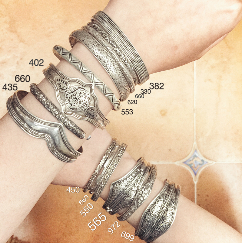 ninisn 925纯银素银手镯 雕花手工艺 男女情侣活口开口东南亚三角
