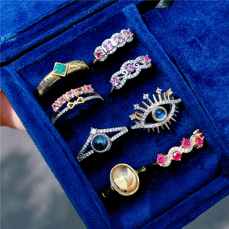 ninisn女天然彩宝戒指