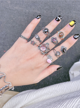 女天然彩宝巴厘岛复古风戒指