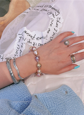 ninisn天然爱迪生有核深珍珠手链