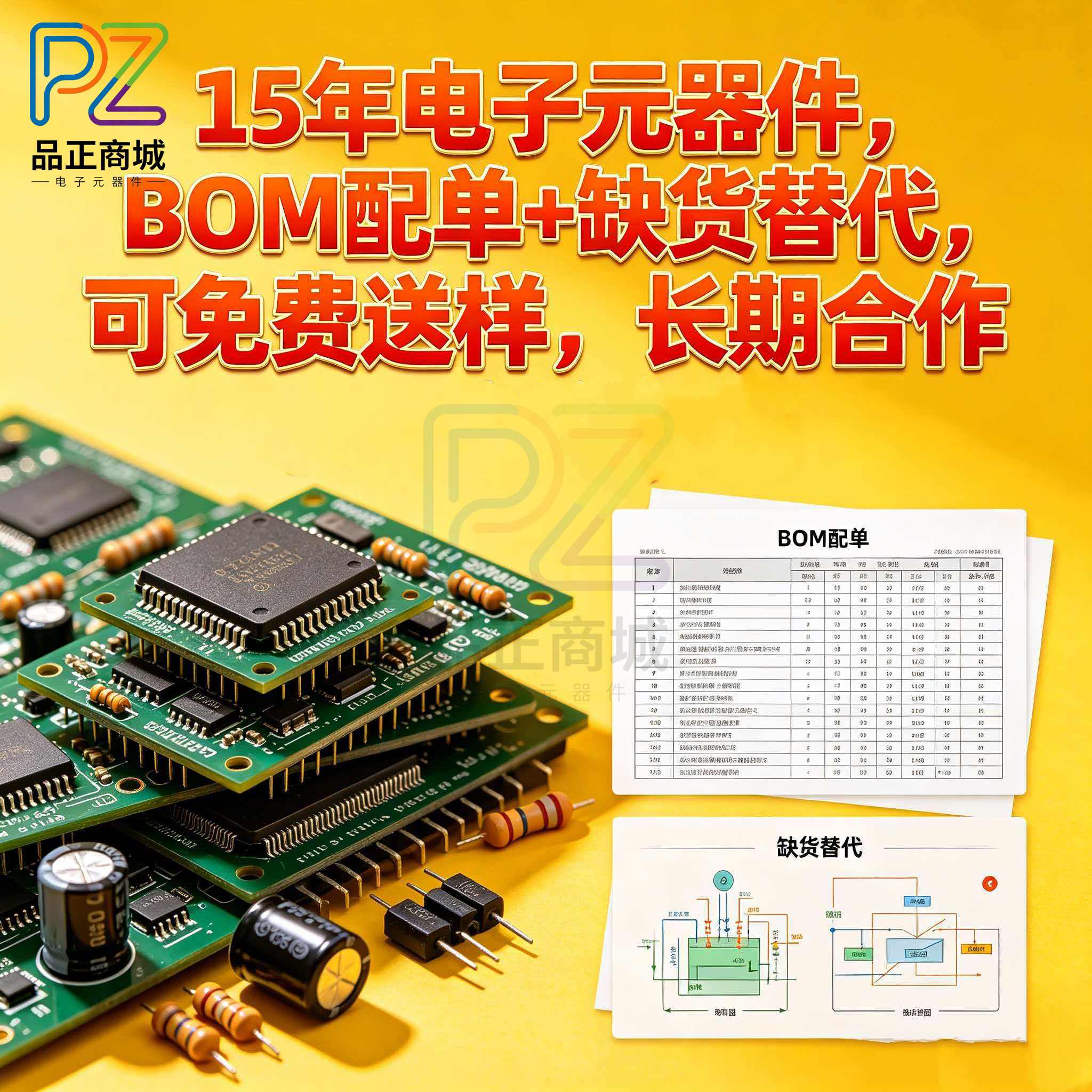电子元器件配单 二三极管IC芯片元件电阻电容集成一站式BOM表配套