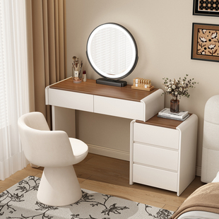 实木烤漆梳妆台斗柜收纳柜一体主卧室高级感现代化妆桌子床尾柜