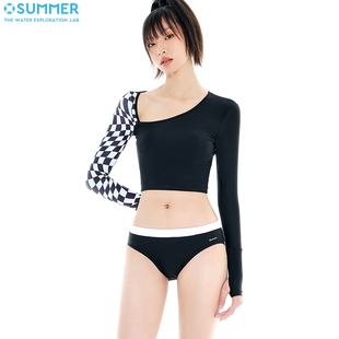 新品OS潜水服女分体长袖免穿胸垫游泳冲浪衣显瘦沙滩桨板速干泳装