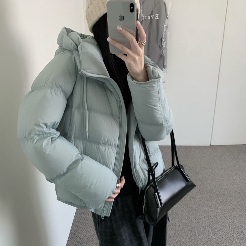 欧洲站2025冬泡芙短款连帽羽绒服