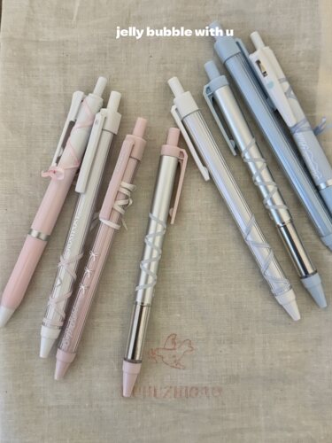 绑带丝带按动0.5黑色中性笔