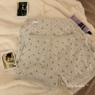 10A类婴儿棉内裤 韩女居家平角裤 ·防走光打底裤 灰色小熊碎花内裤