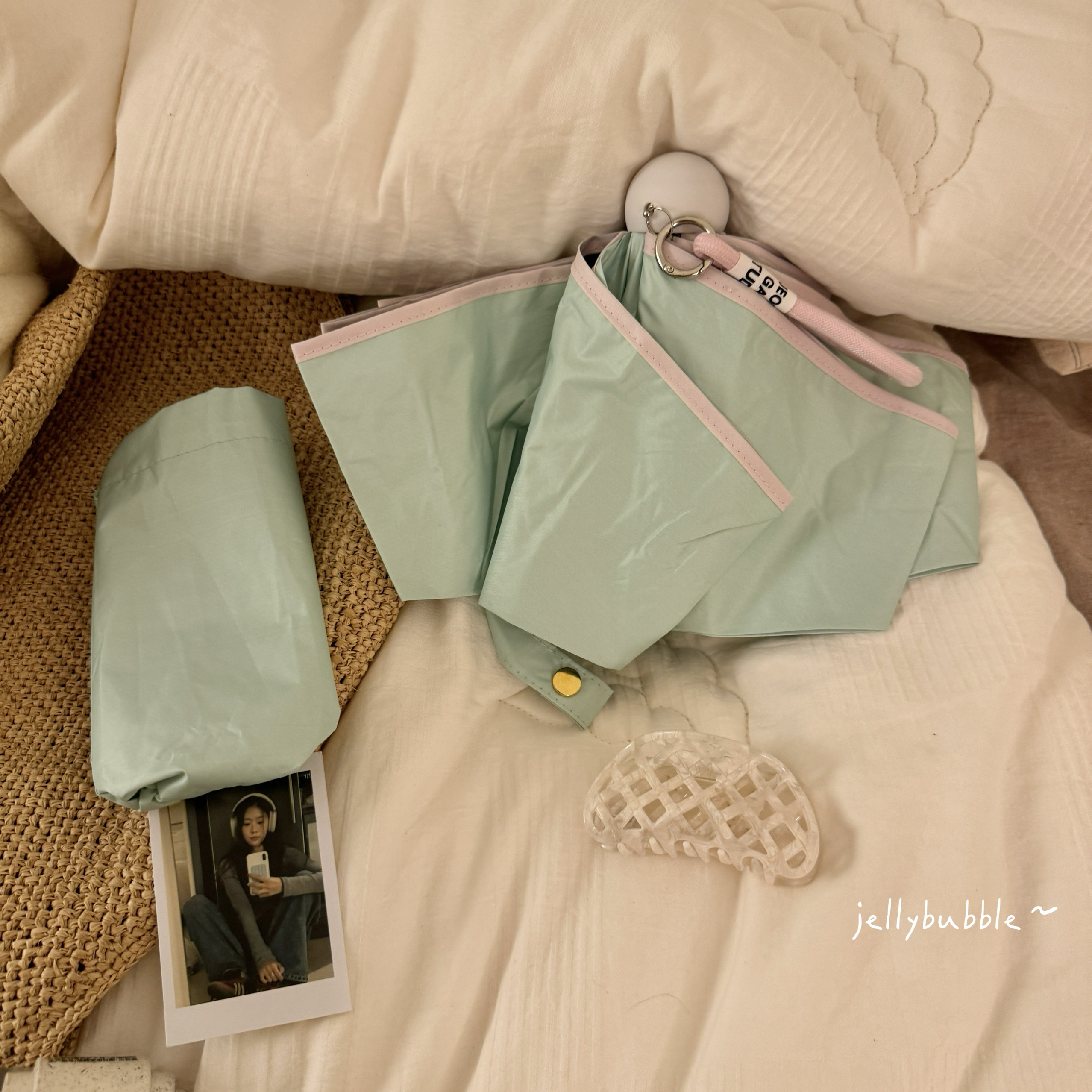 胖嘟嘟mini款|青提奶绿夏天防紫外线折叠遮阳伞便携迷你防晒upf50