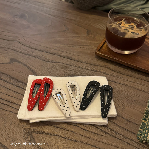 波点发夹~很miu感少女刘海夹 质感很好的韩系碎发水滴bb夹子