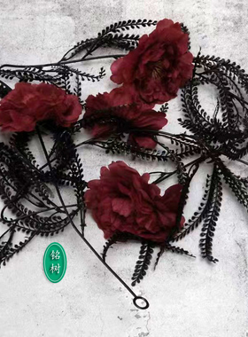 仿真红色牡丹花叶藤条动漫萝莉万圣场密室景探案管道空调暗黑哥特