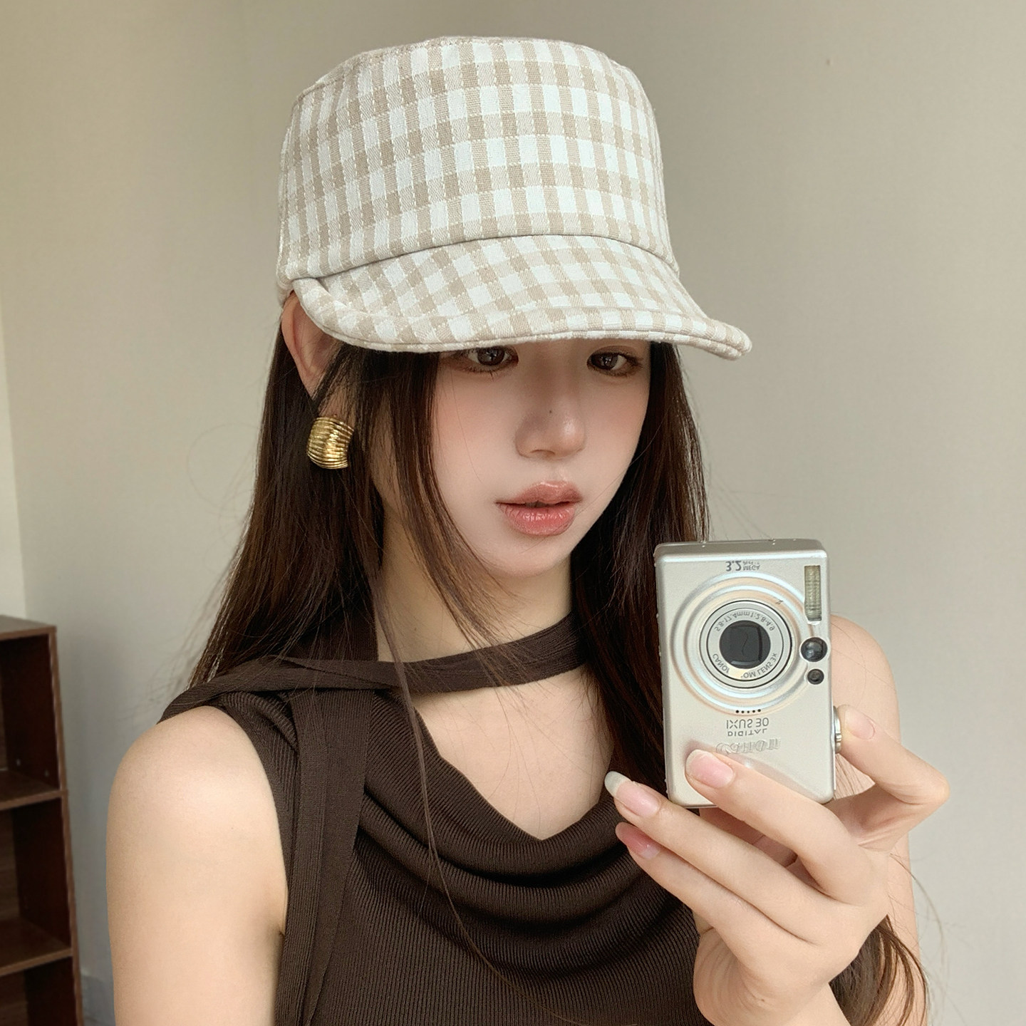 韩国代购新款休闲平顶报童帽女春夏百搭鸭舌帽显脸小英伦风马术帽