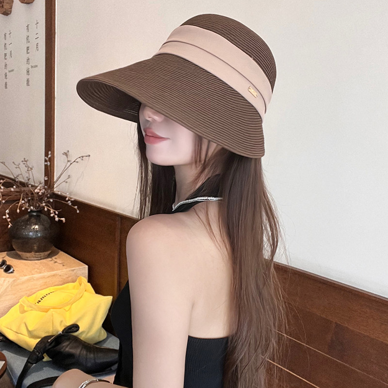 防晒帽夏季遮阳帽百搭显脸小骑车户外出游加长帽檐鸭舌渔夫帽子女