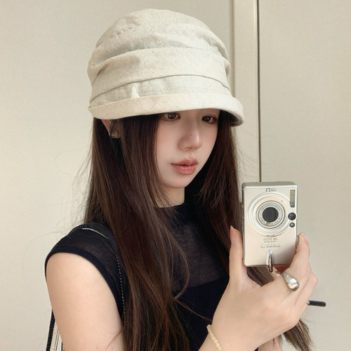 纯棉日系短檐防晒透气盆帽女