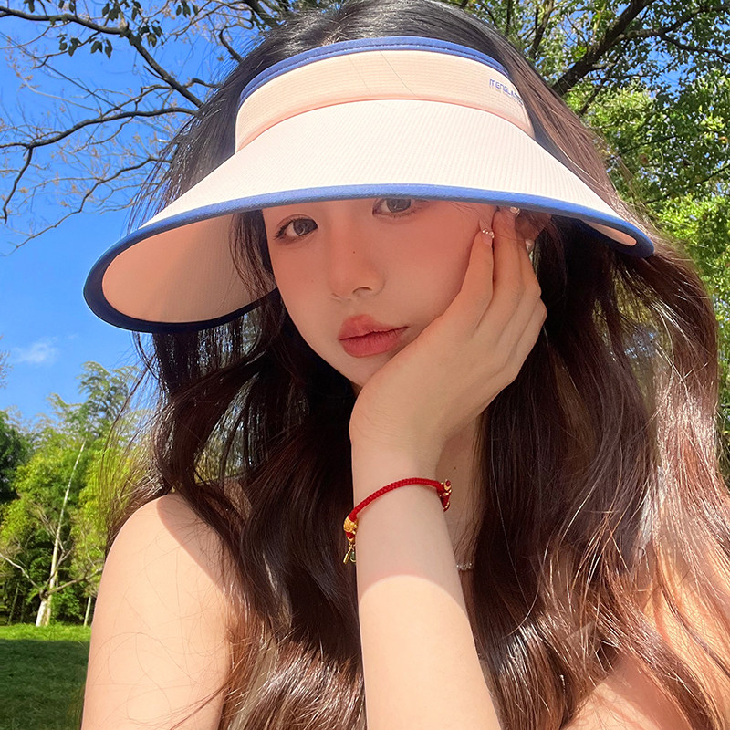 双层冰丝防晒帽夏季大帽檐空顶帽子女2024新款防紫外线遮脸太阳帽