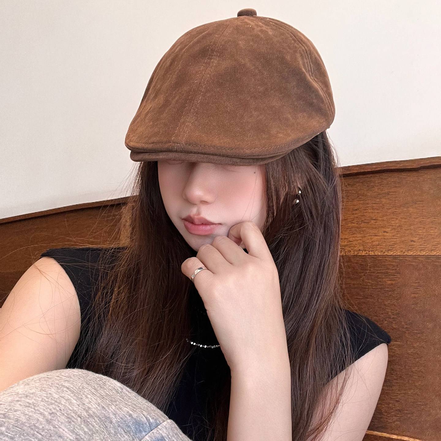 2025新款美式复古前进帽女春秋韩版反戴麂皮绒鸭舌贝雷帽画家帽男,服饰配件/皮带/帽子/围巾,帽子,淘宝优惠券,粉丝福利购,淘宝优惠卷