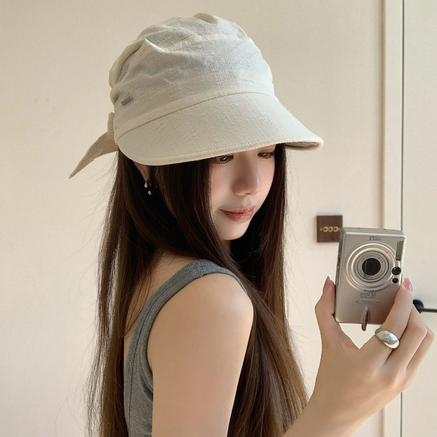 薄款透气褶皱防晒帽女夏季大帽檐遮阳帽户外出游头巾鸭舌渔夫帽子