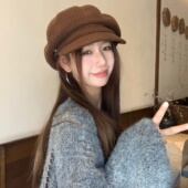 定制高品质羊毛针织八角帽韩系报童帽显脸小云朵帽子女画家帽秋冬