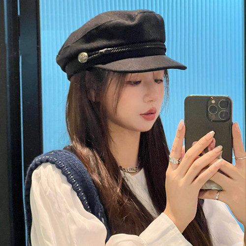 平顶贝雷帽逛街网红女秋冬短檐