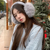 杨超越同款 灰色保暖耳罩女冬季 毛茸茸护耳暖骑车学生防寒防风百搭