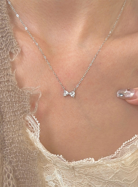 爱心蝴蝶结项链925精致百搭甜美