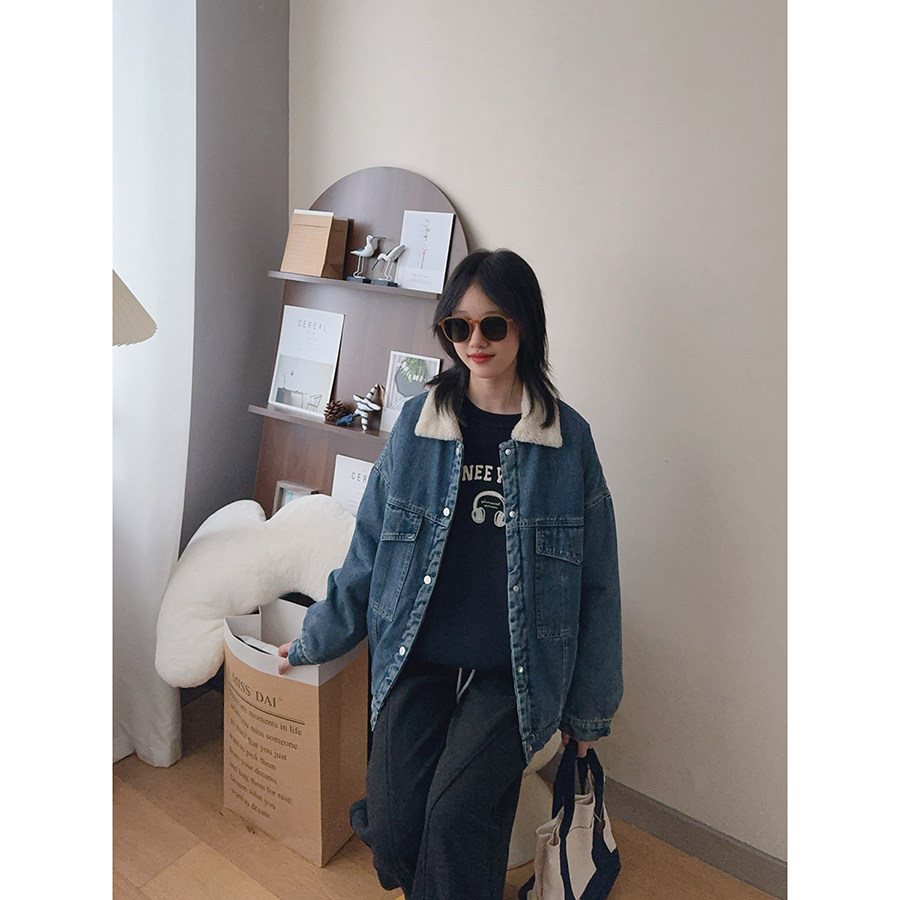 女童加厚牛仔外套 2025秋冬新款 初高中生加绒加厚棉服棉衣上衣