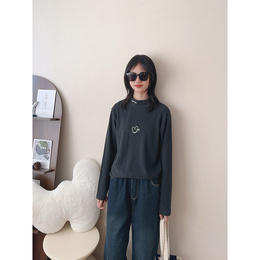 女大童打底衫2025秋冬新款初高中生软糯百搭双面慕斯绒加厚打底衫