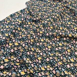 法式复古黑底碎花布料 油画感肌理 手工 DIY 连衣裙衬衫娃衣面料