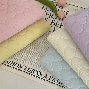 布亦 绗缝小葫芦夹棉加厚棉袄外套面料沙发垫被套马卡龙色diy布料