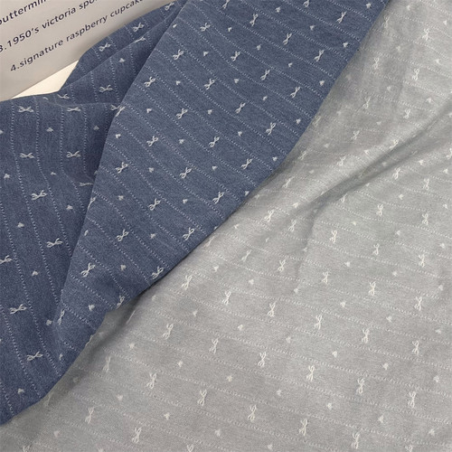 布亦 牛仔刺绣蝴蝶结裤子裙子衬衫外套面料箱包发圈diy色织布料