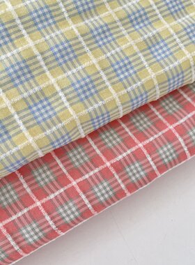 布亦线格格布料简约小清新ins风格子多用途衣服桌布抱枕手工diy