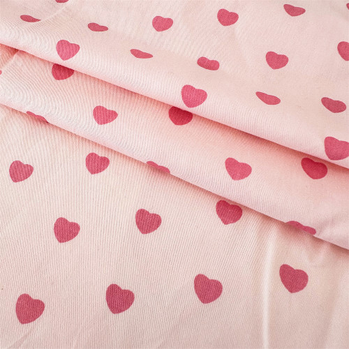 纯棉粉色爱心连衣裙短袖衬衫服装面料手工diy包包布料