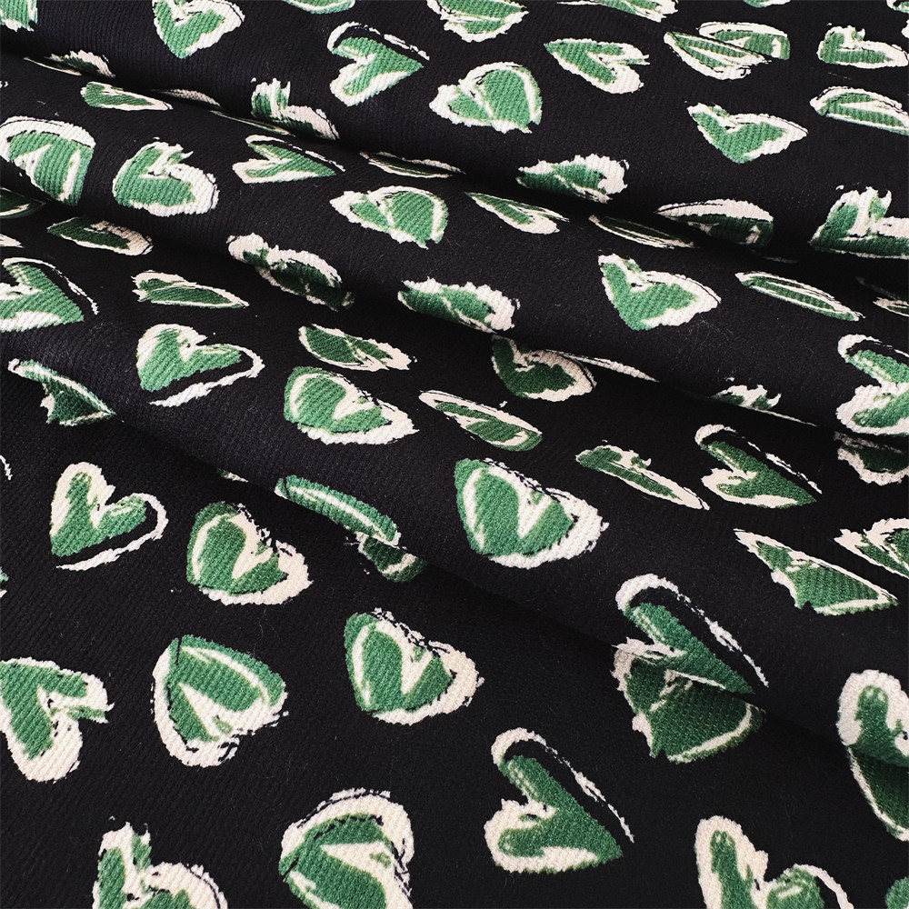 灯芯绒黑底绿心半身裙连衣裙服装面料手工diy沙发套抱枕套布料