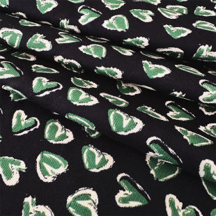 灯芯绒黑底绿心半身裙连衣裙服装面料手工diy沙发套抱枕套布料