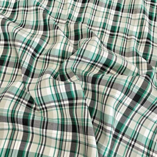 森系牛油果绿格纹棉布 软糯垂顺 手作连衣裙包包家居服娃衣面料