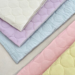 马卡龙色系小葫芦纹绗缝夹棉布料柔软保暖棉衣马甲床笠手工diy