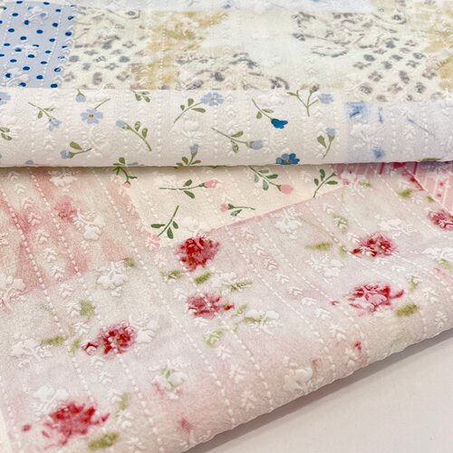 法式复古拼块碎花提花布料 肌理感 洛丽塔连衣裙Lolita 手工面料