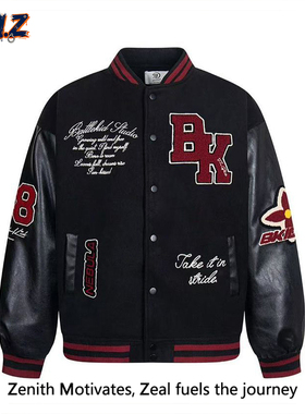 ZM.Z潮牌复古毛巾绣字母刺绣棒球服男女街头加厚夹克外套羽绒棉服