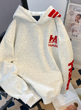 ZM.Z2026新国潮加绒加厚字母刺绣卫衣连帽衫运动宽松休闲男女情侣