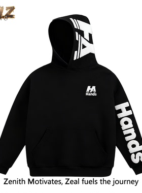 ZM.Z国潮秋加绒加厚运动字母刺绣卫衣连帽衫街头运动宽松男女情侣