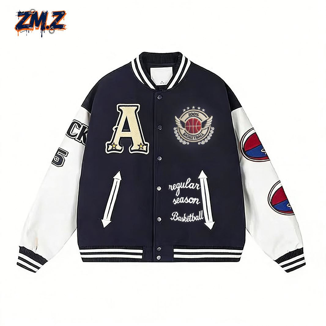 ZM.Z美式潮牌毛巾绣字母刺绣棒球服男女通用加厚夹克外套羽绒棉服