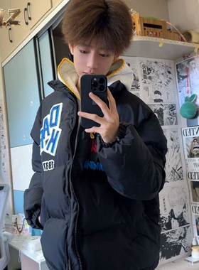 ZM.Z秋冬国潮复古刺绣羽绒棉服男女加厚情侣宽松面包服外套潮棉衣