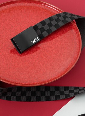 Vans范斯黑白/黑灰棋盘格男女情侣潮流街头运动休闲帆布腰带