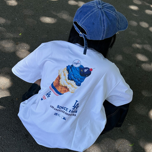 New T恤 Era纽亦华MLB洛杉矶道奇队LA冰激凌印花徽标透气圆领短袖