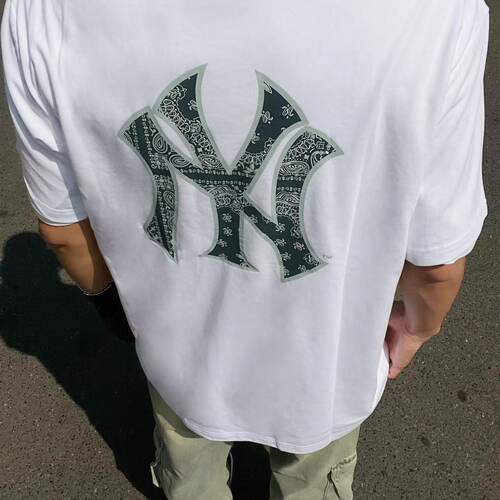 New Era纽亦华MLB系列新款腰果花运动短袖T恤男女NY纽约洋基队潮