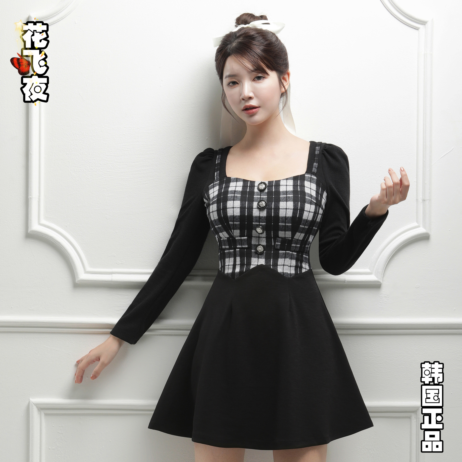 韩国代购2025年冬款小个子女生A字连衣裙少女风百搭通勤韩版洋装