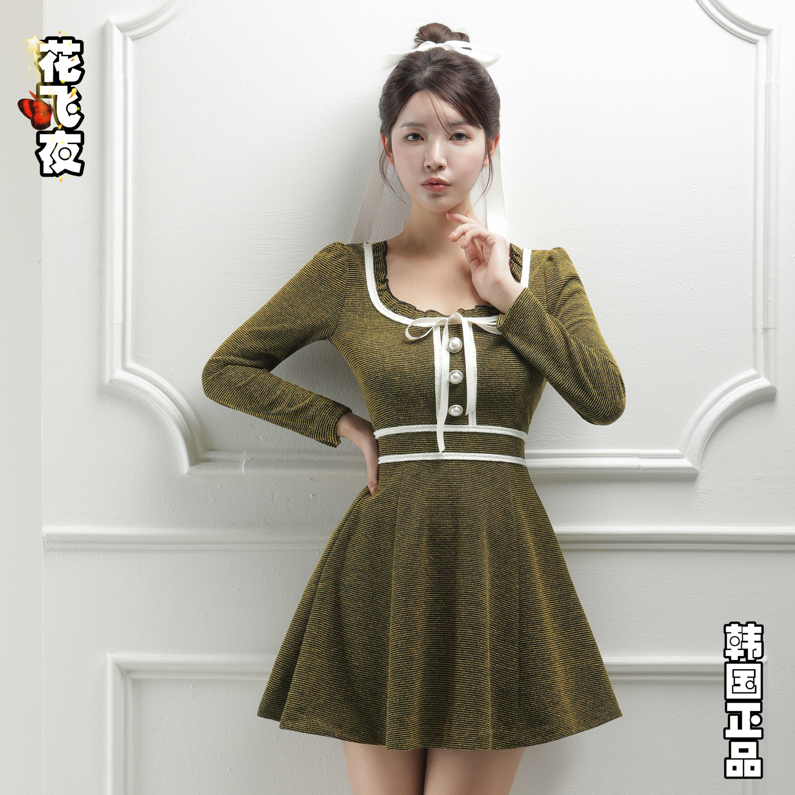 韩国代购2025年冬款小个子女生A字连衣裙少女风百搭通勤韩版洋装