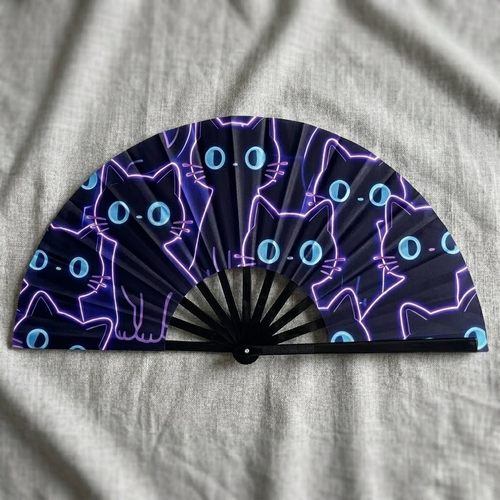 ins风粉色豹纹复古手摇折扇
