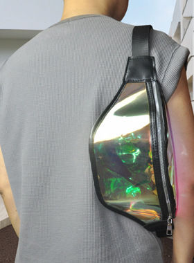 炫彩TPU运动腰包跑步游泳防水包迷你透明收纳斜挎胸包镭射腰包