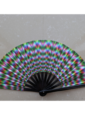 酒吧蹦迪扇 Techno trance edm反光夜店镭射uv电音节折扇rave装备