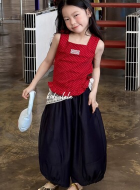 【正品现货】U拉女童红色波点背心2026夏季儿童洋气时髦牛仔裤子